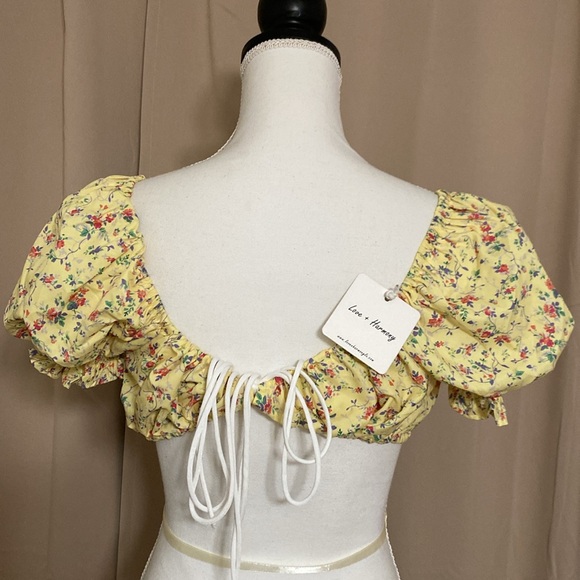 Love + Harmony Floral Yellow Puff Sleeve Top medium - Picture 4 of 7